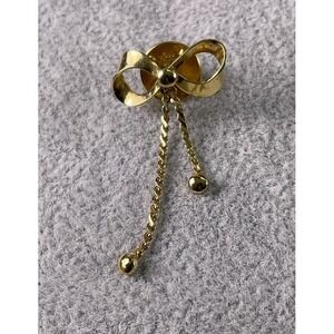 Vintage B.A.B Tassel Gold Tone Ribbon Dangle Chain Pin